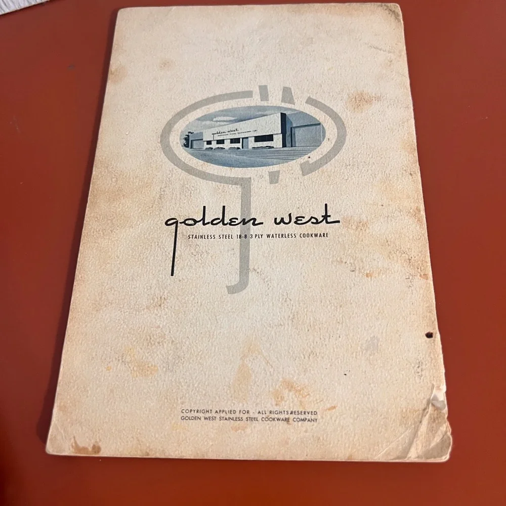 Vintage Golden West Cook Book Stainless Steel Waterless Cookware‎ Recipe Guide